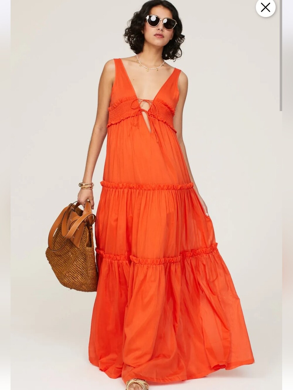 NICHOLAS ORANGE MYLA SILK MAXI DRESS SIZE M MSRP $595